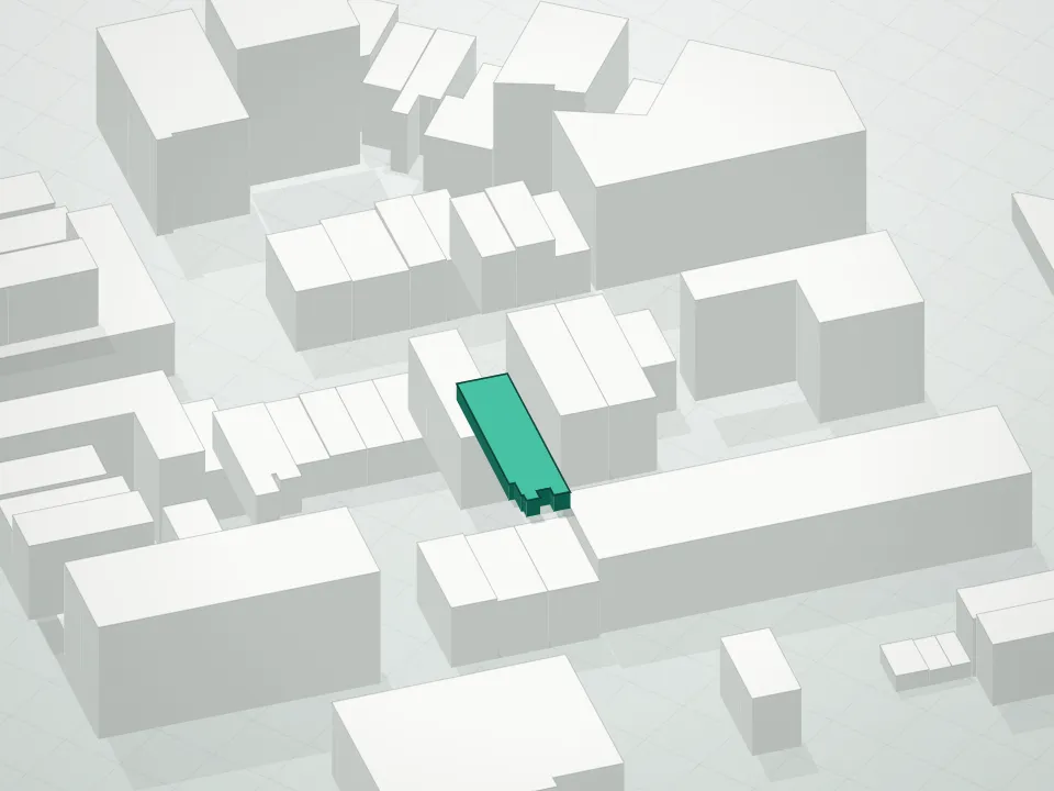 3D massing drawing of 24 Fayette Street
