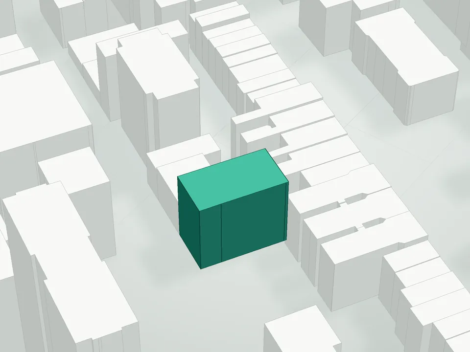 3D massing drawing of 435 West 19th Street