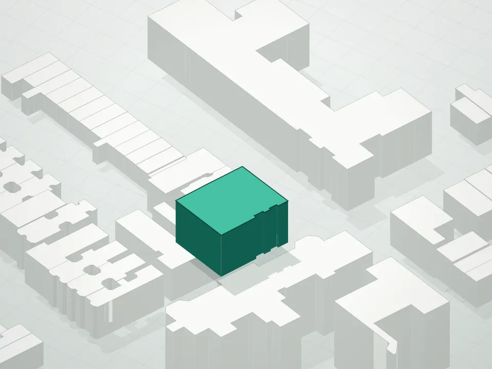 3D massing drawing of 458 St. Marks Avenue